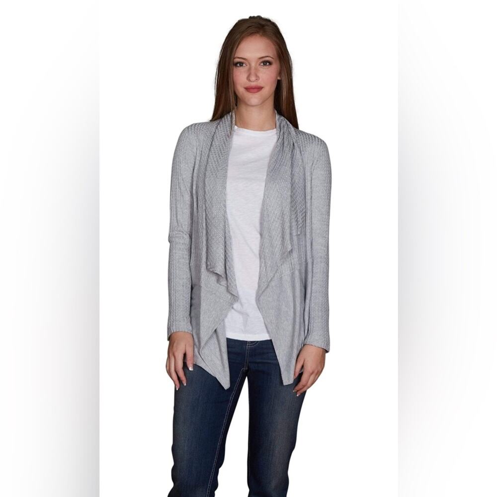 VELVET BY GRAHAM & SPENCER BERTHA WAFFLE KNIT DRAPE‎ CARDIGAN